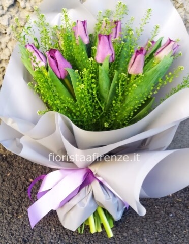 Bouquet di tulipani rosa, lilla