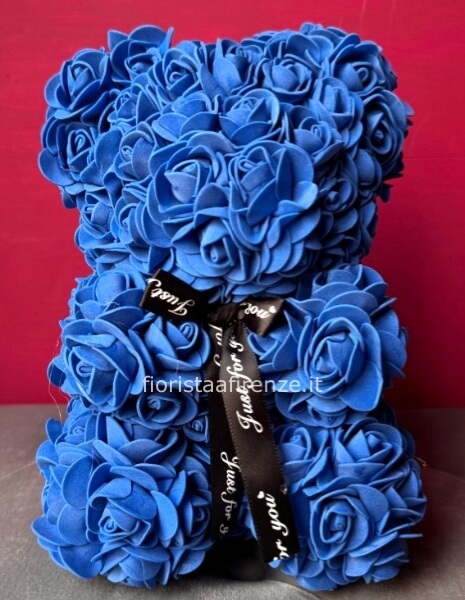 Teddy bear di rose (blu) H 25 cm