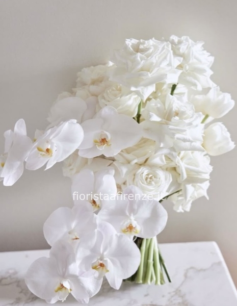 Offerta limitata bouquet di phalenopsis bianco
